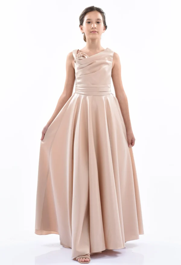 Gold Lenelle Rose Applique Gown