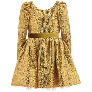 Gold Merribrook Sequin Bow Dress