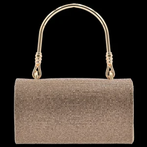 Gold Rhinestone Foldover Handbag