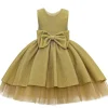 Gold Sarita Glitter Double Bow Dress