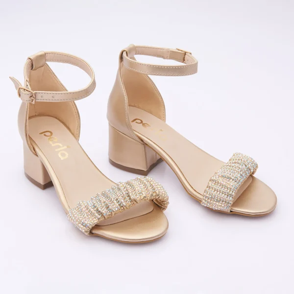 Gold Scrunch Rhinestone Heels