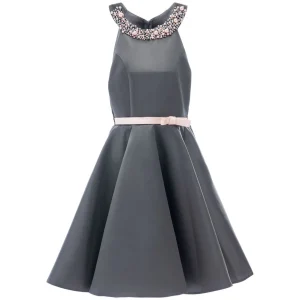 Gray Cardona Pearl Halter Dress