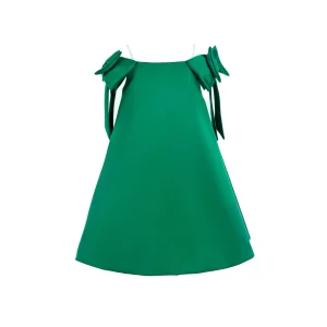 Green Luneta Off Shoulder Bow Dress