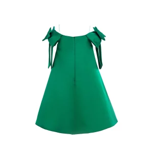 Green Luneta Off Shoulder Bow Dress