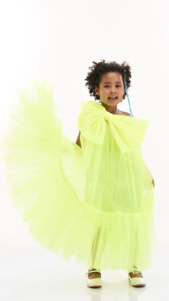 Green Maggi Neon Bow Tulle Dress