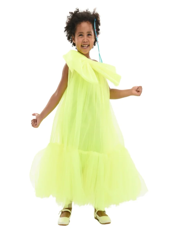 Green Maggi Neon Bow Tulle Dress