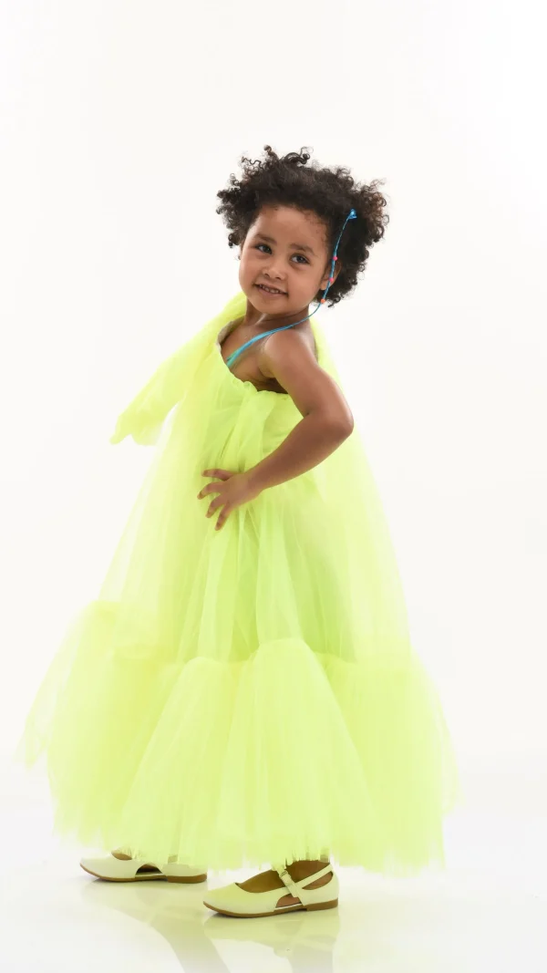 Green Maggi Neon Bow Tulle Dress