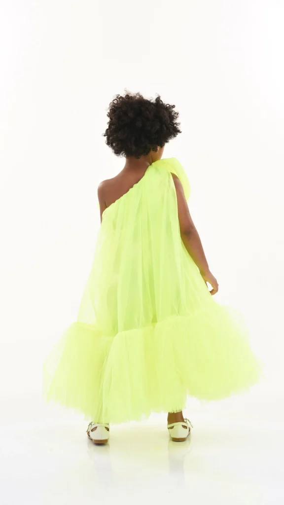 Green Maggi Neon Bow Tulle Dress