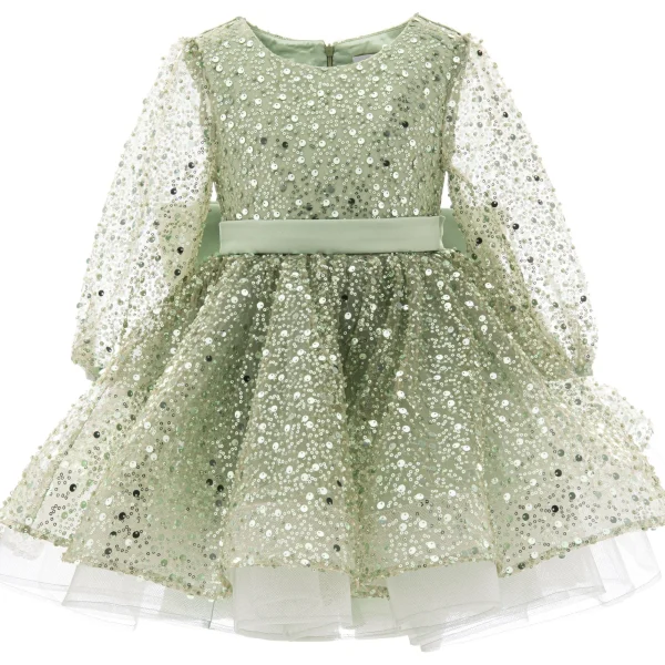 Green Pradera Glimmer Tulle Bow Dress