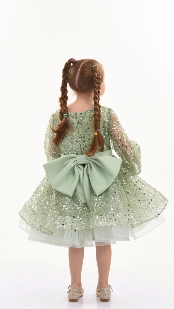 Green Pradera Glimmer Tulle Bow Dress