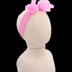 Hot Pink Tulle Pearl Ribbon Headband