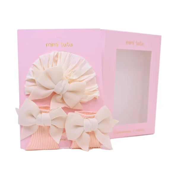 Ivory Bow Pink Sock Gift Set