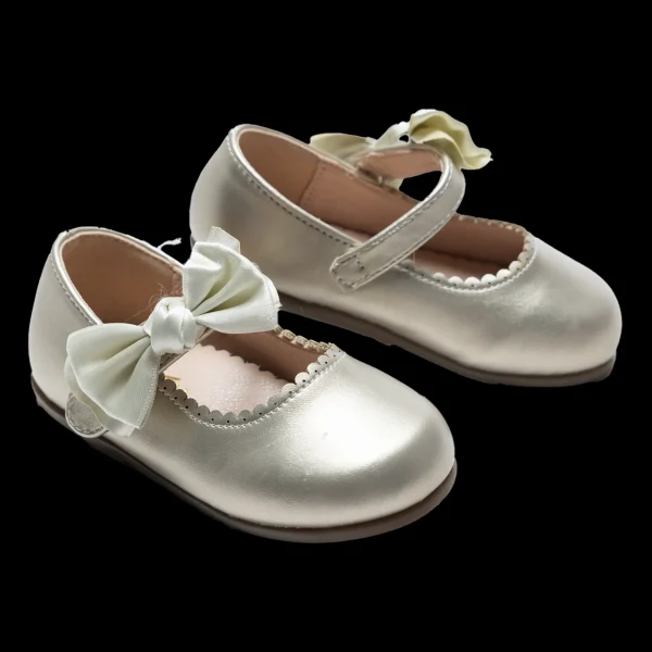 Ivory Satin Elodie Bow Flats