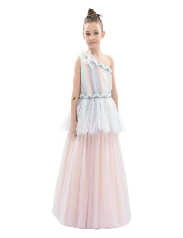 Multicolor Apollo Iridescent Tulle Gown