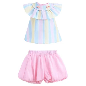 Multicolor Rainbow Striped Ruffle Outfit