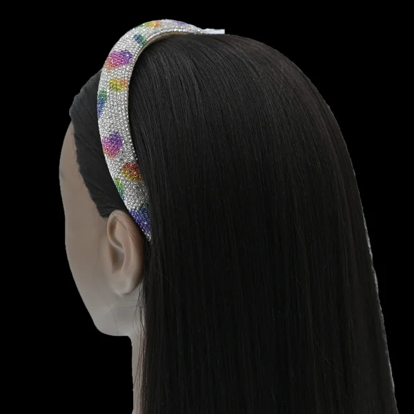 Multicolor Rhinestone Rainbow Heart Headband