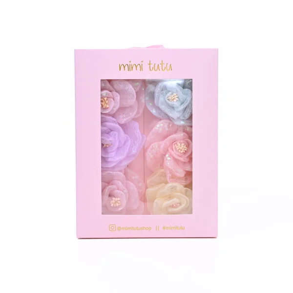 Multicolor Shimmering Rose Hairclip Set