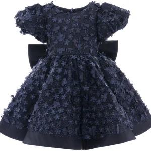 Navy Moneta Floral Bow Dress