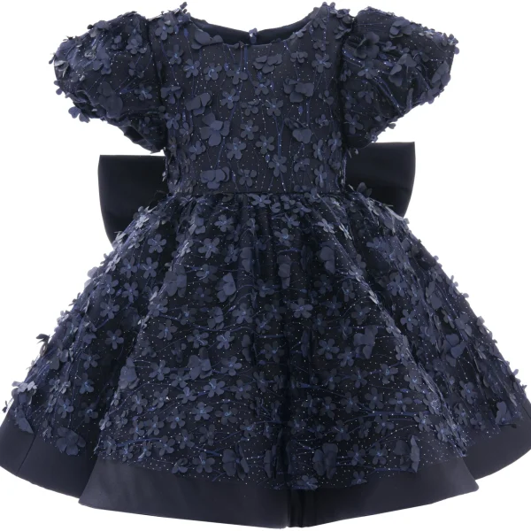 Navy Moneta Floral Bow Dress