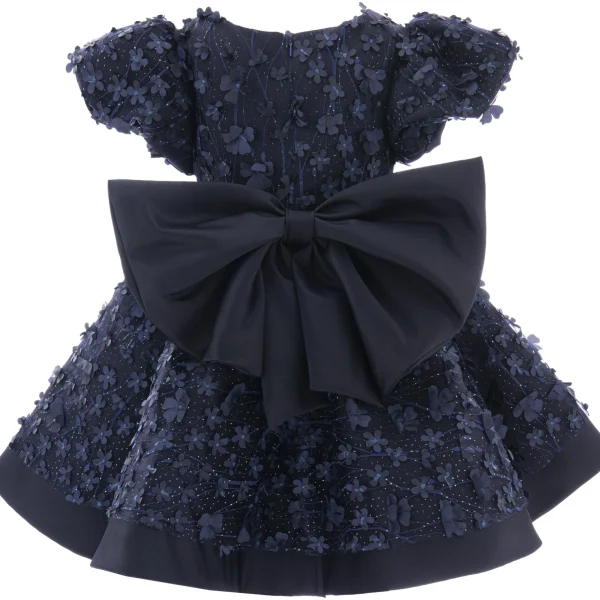 Navy Moneta Floral Bow Dress