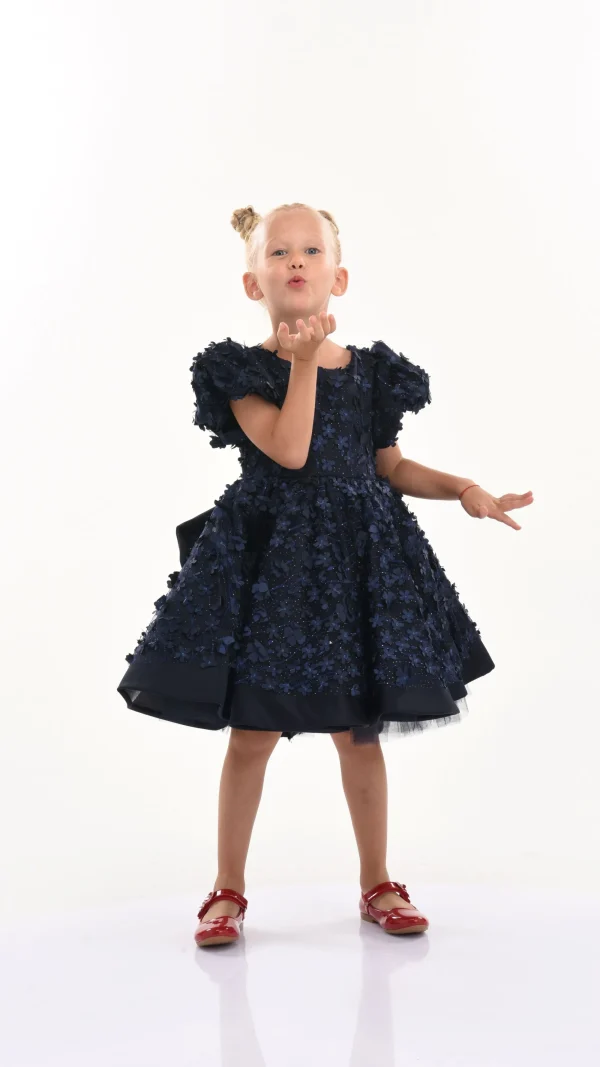 Navy Moneta Floral Bow Dress