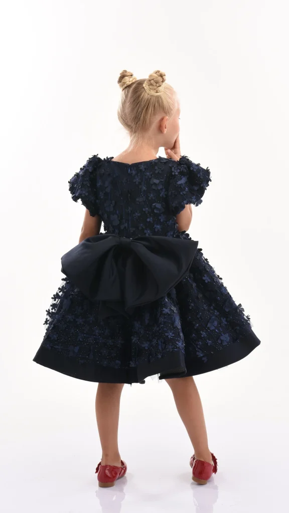 Navy Moneta Floral Bow Dress