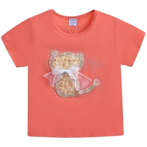 Orange Cat Applique T-Shirt