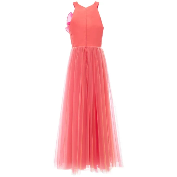 Orange Malaga Halter Ruffle Gown