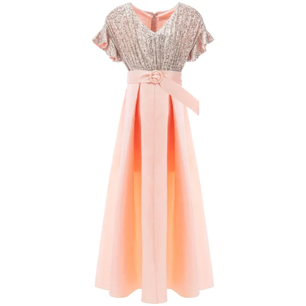 Peach Arcola Glimmer Tulle Gown