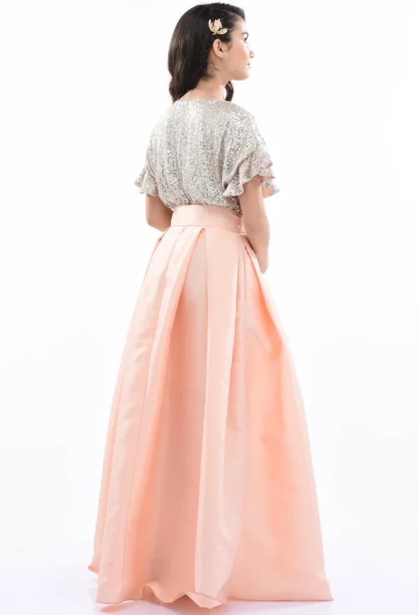 Peach Arcola Glimmer Tulle Gown