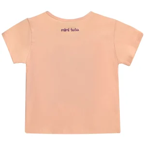 Peach Cat Applique T-Shirt