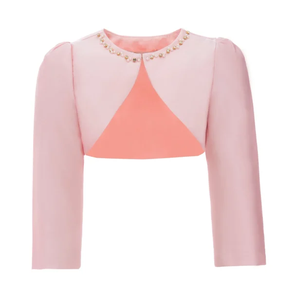 Peach Cropped Satin Cardigan