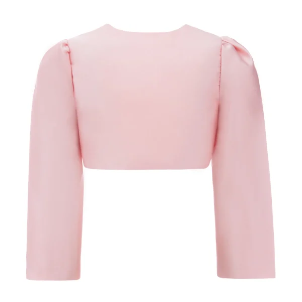 Peach Cropped Satin Cardigan
