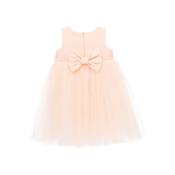 Peach Esterlee Sleeveless Floral Tulle Dress