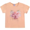 Peach Swan Applique T-Shirt