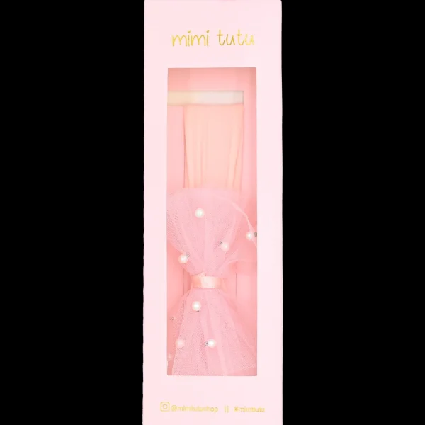 Peach Tulle Pearl Ribbon Headband