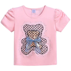 Pink Bear Applique T-Shirt