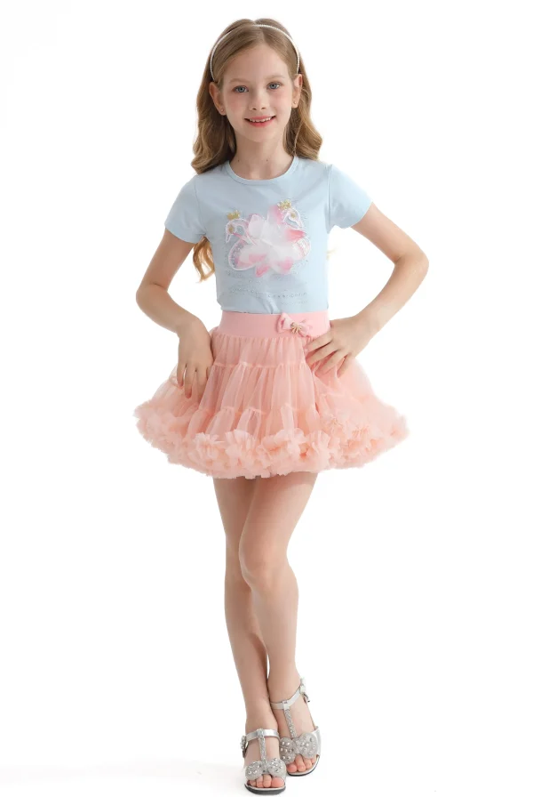 Pink Blush Bow Tutu Skirt