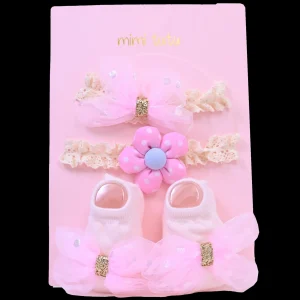 Pink Bow Gold Accent Flower Gift Set