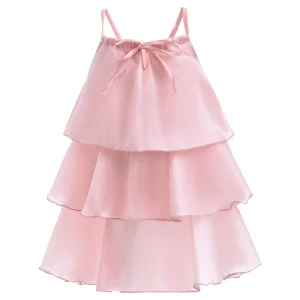 Pink Bow Tiered Overlay Dress