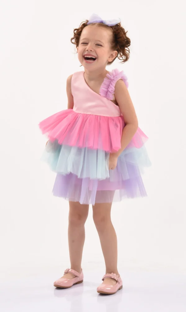 Pink Cakepop Multicolor Layered Tulle Dress