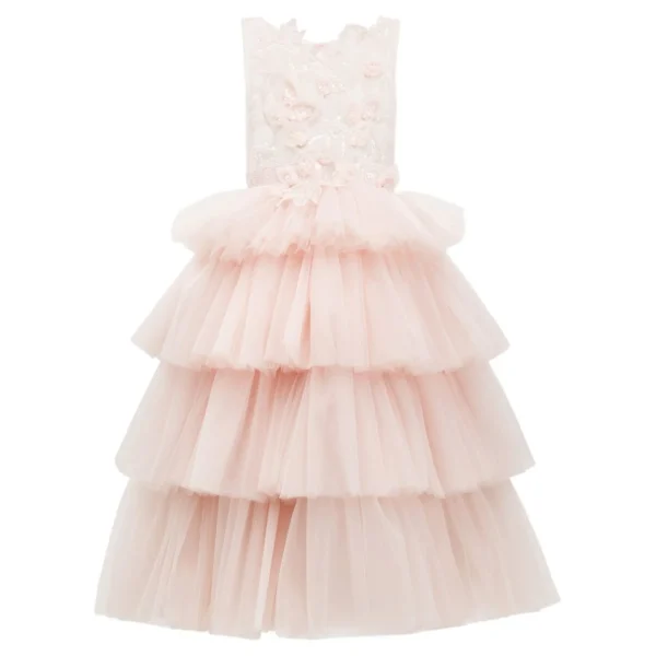 Pink Camellia Tiered Tulle Dress