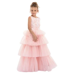 Pink Camellia Tiered Tulle Dress