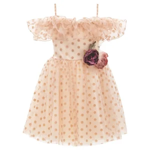 Pink Chiffon Polka Dot Dress