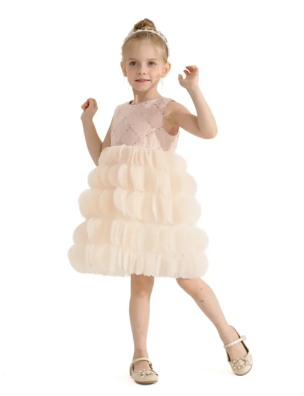 Pink Dionne Tiered Tulle Dress