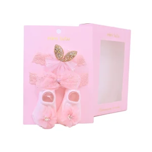 Pink Flower Bow Gold Accent Gift Set