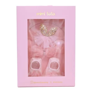 Pink Flower Bow Gold Accent Gift Set