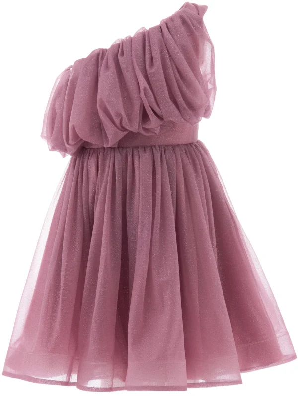 Pink Izorah Off Shoulder Glitter Dress