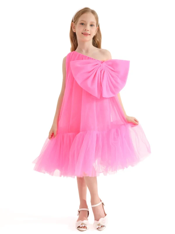 Pink Maggi Neon Bow Tulle Dress