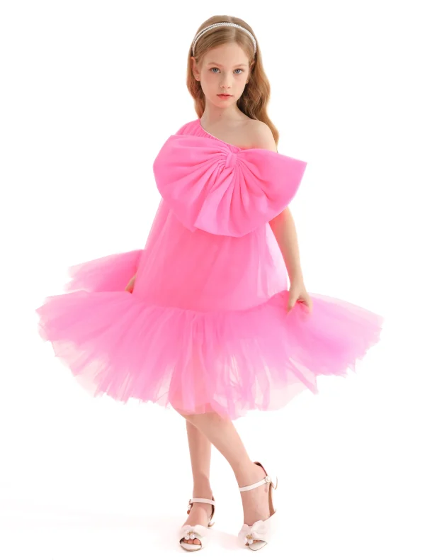 Pink Maggi Neon Bow Tulle Dress